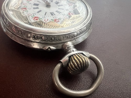 REMONTOIR Reloj De Bolsillo PLATA 800 Esfera Pintada Para Revisar - Imagen 15 de 17