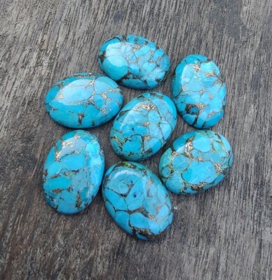Natural Blue Copper Turquoise Oval Shape Cabochon AAA Quality Gemstones