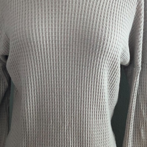 Glyder Rush Thermal Waffle Knit Hoodie Womens size Small S Light Gray Coastal - Picture 6 of 11