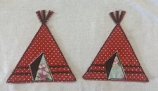 2 Vintage Handmade Tee Pee Patches Red Indian Tent