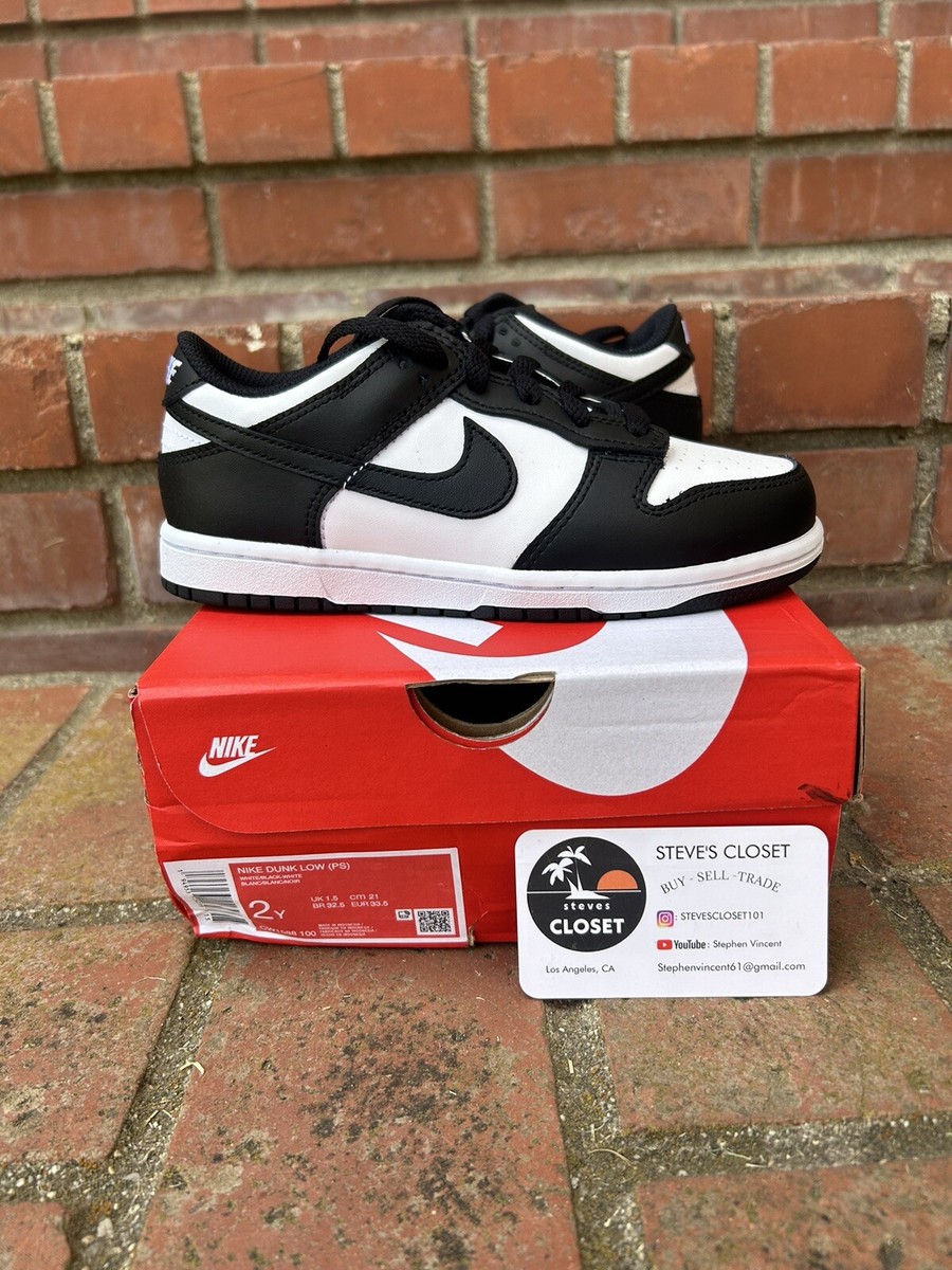 Size 2 (PS) - Nike Dunk Low Black White - CW1588-100 for