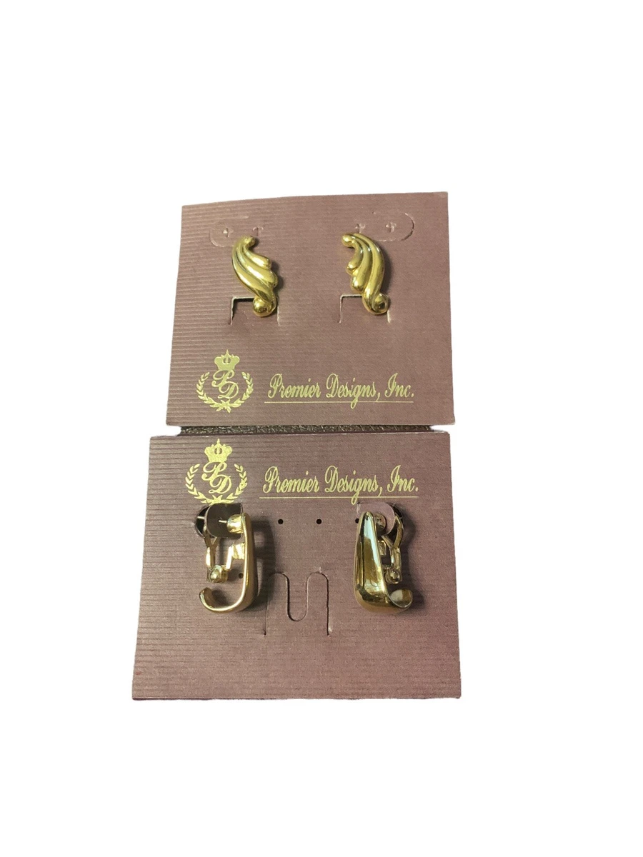 Vintage Premier Designs Jewelry Earrings Lot of 2 Clip On NOS