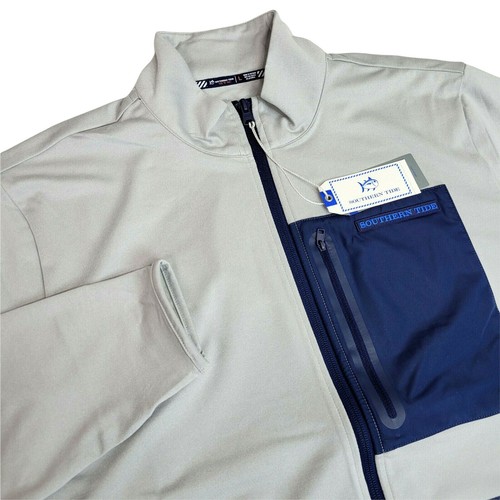Southern Tide Mens Large T3 Sea Foam $135 Performance Full Zip Jacket Gray Blue