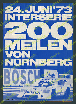 or. Race Programme Int. ADAC Noris Ring Race Motorsport 200 Miles Nuremberg 1973
