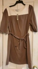 NEW Old Navy Brown White Knit Classic Belted Dress Women's Size L Large NWT $34