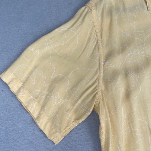 Vintage OP Ocean Pacific Shirt Mens Large Yellow Floral Hawaiian Camp Collar 90s - Picture 4 of 14