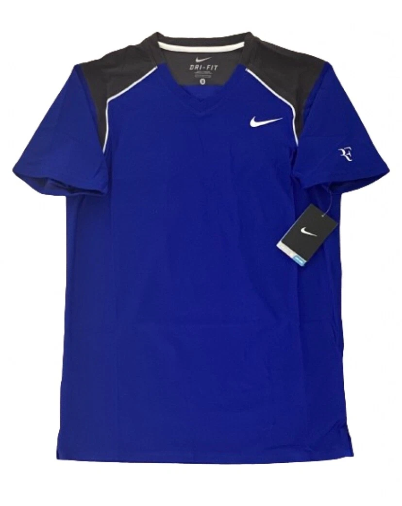 NIKE RF FEDERER TENNIS T SHIRT TOP POLO 2011 ROME / MADRID VTG RETRO MEN’S BNWT