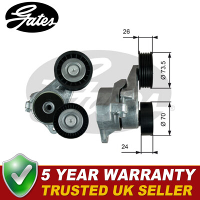 Gates Drive Belt Tensioner Pulley Fits Ford Focus C-Max 1.8 TDCI - T39024