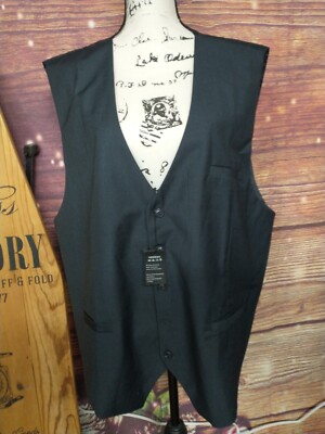 Men's HISDERN Suit Vest Business Formal Dress Waistcoat Dark Gray Size 4XL NWT