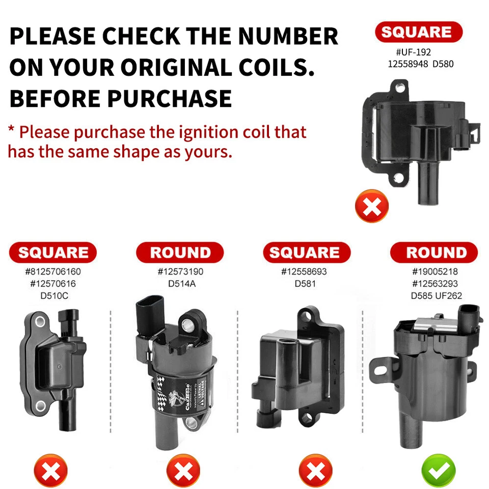 Paquete de 8 bobinas de encendido + bujía + juego de cables para Chevy Silverado 1500 2500 GMC UF262 Foto 2 de 4