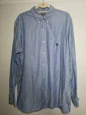 Chaps Long Sleeve Button-down Pocket Blue White Pinstripe Dress Shirt Mens XL.