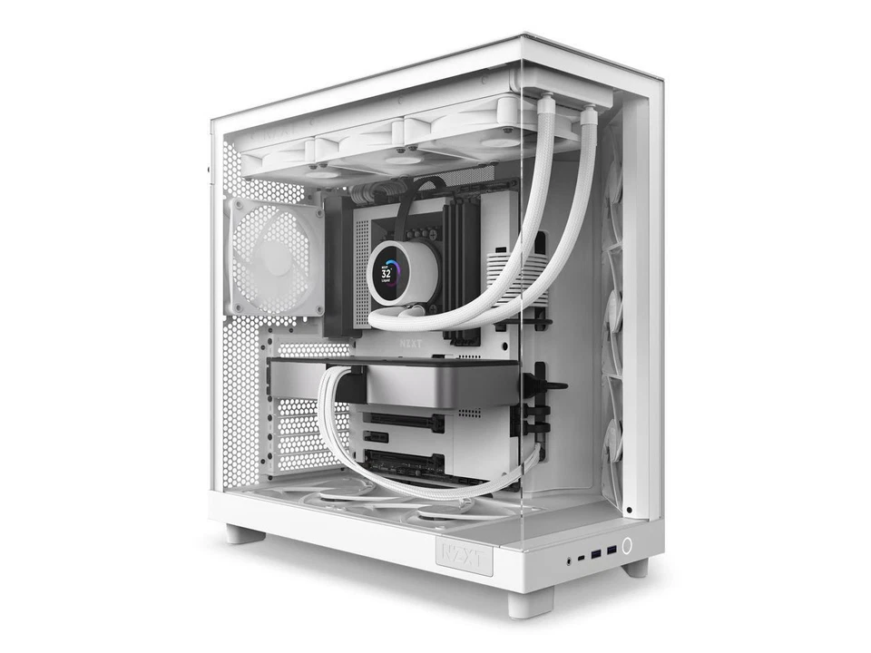NZXT H6 FLOW - Compact Dual-Chamber Mid-Tower Airflow ATX PC Case, White - Image 2 of 4