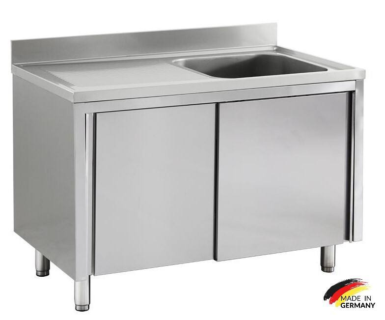 Edelstahl Spülschrank 100 x 60 cm 1 Becken rechts Spüle Spültisch Gastro NEU