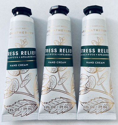3 BATH & BODY WORKS AROMATHERAPY STRESS RELIEF EUCALYPTUS Spearmint HAND CREAM