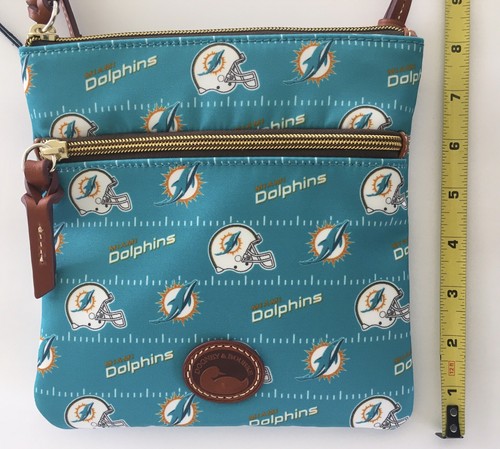 MIAMI DOLPHINS DOONEY & BOURKE DOUBLE ZIP TURQUOISE NFL WOMEN'S CROSSBODY RRR - Picture 7 of 9