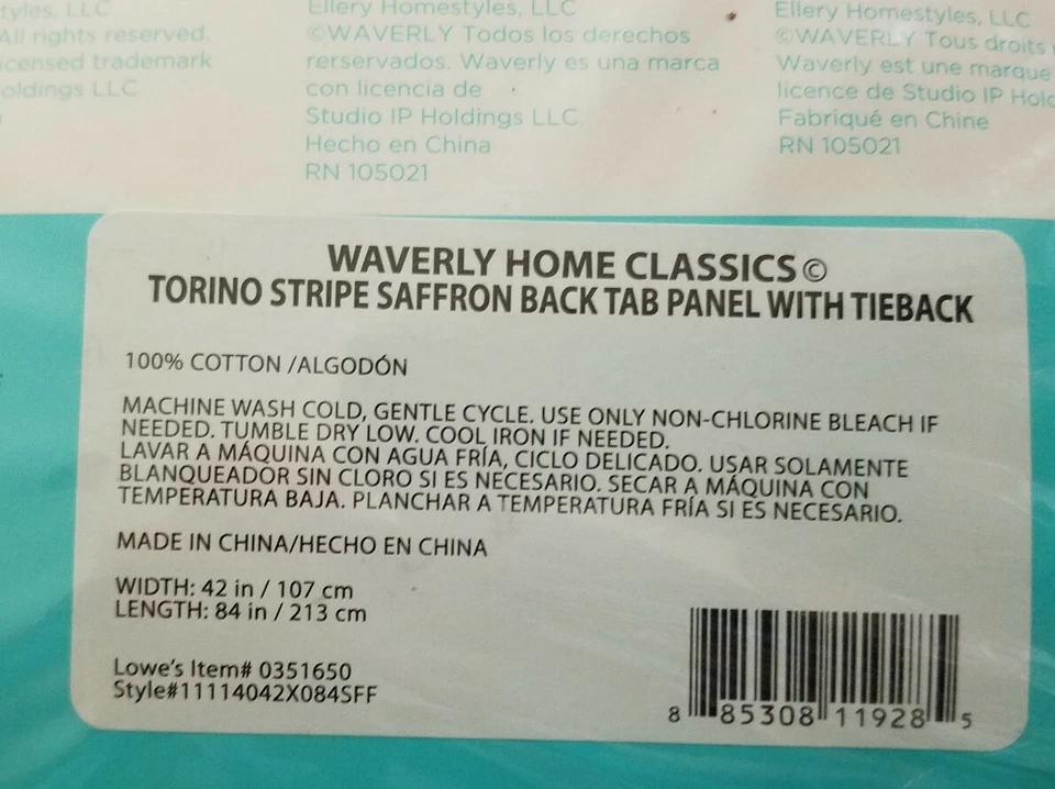 Nuevo Panel Cortina Waverly Home Classics Talla 42W-84L Dorado Torino y Azafrán Rayas Foto 3 de 4