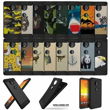 For (Moto Z4 / Moto Z4 Play) Art Black TPU Bumper Carbon Fiber Flexible Case
