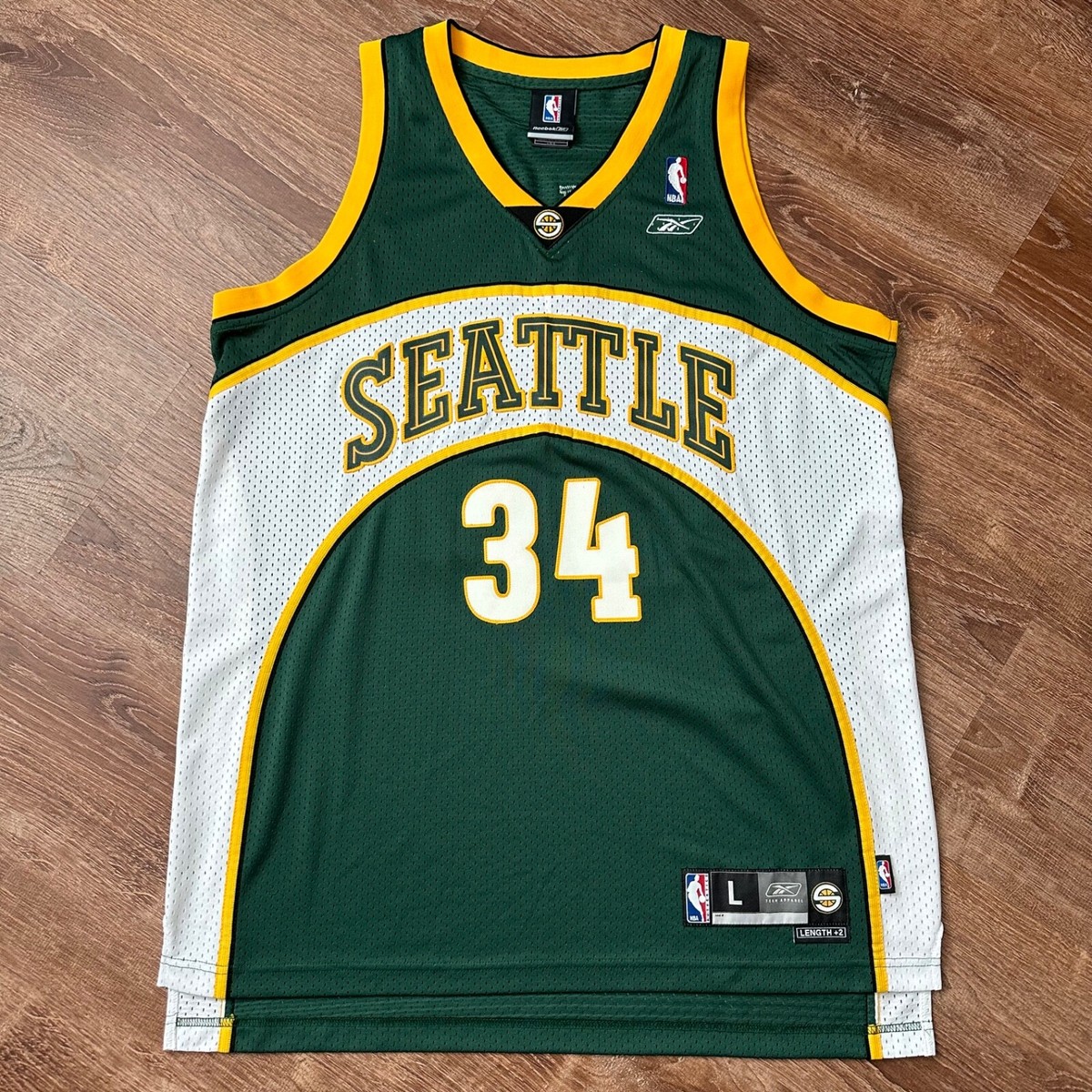 Authentic Ray Allen Seattle Sonics Jersey Large 44 Reebok Swingman