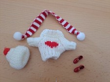 4tlg. Miniatur Wichtelbekleidung Pullover Mütze Schal Schuhe Wichteltür
