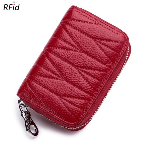RFID Women Genuine Leather Short Wallet Credit Card Holder Zipper Purse Gift - Picture 17 of 29