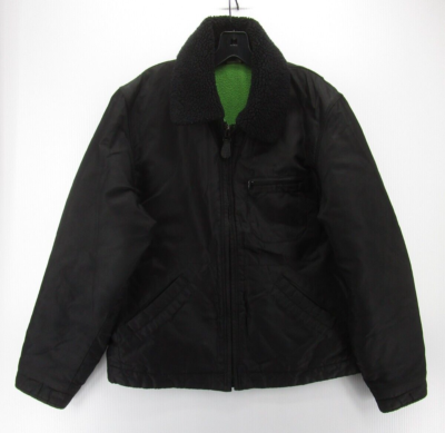 Diesel Jacket Men Large Black Bomber Coat Fleece Collar Flight 