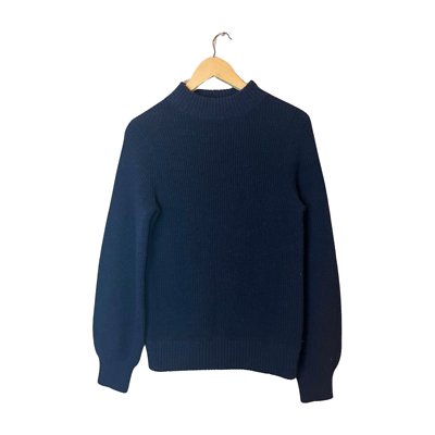 Patagonia Off Country Mock Neck Sweater Navy Blue Chunky Knit Size Small