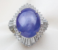 Gorgeous 16.40CT Oval Cabochon Cut Ring Blue Sapphire White CZ Cluster Ring