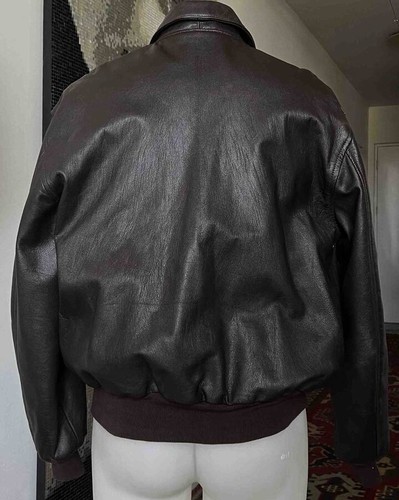AVIREX TYPE A-2 AUTHENTIC VINTAGE LEATHER FLIGHT JACKET MEN SZ 44 L - Picture 4 of 6