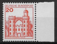 Bund 1978 ** Mi 995 Burgen Schlösser B&S 20Pf Freimarken vom Rand rechts 03640I