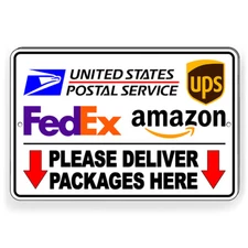 Please Deliver Packages Here Arrows Down Metal Sign 5 SIZES usps ups fedex SI148
