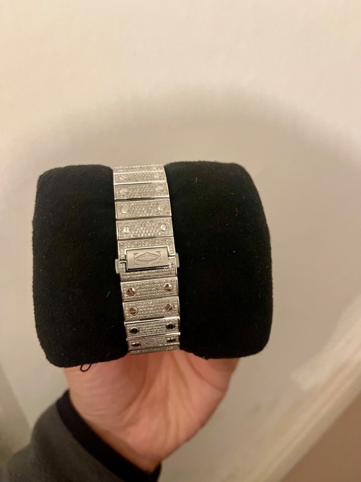 Diamond buss down Cartier de santos blue Men's Watch WSSA0030 eBay