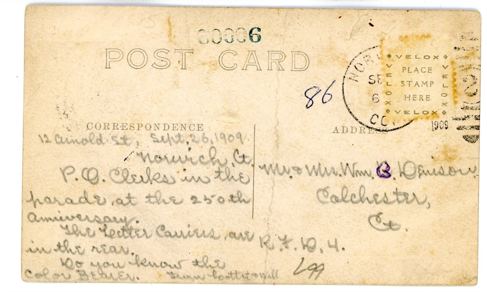 Norwich Conn CT POST OFFICE CLERKS & MAIL CARRIERS IN PARADE RPPC