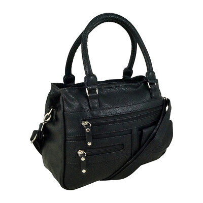 Handtasche Damen Tasche Schultertasche Klassisch Schwarz Fächer Praktisch  Edel