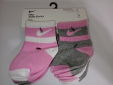 Nike Baby 6 Pk Multicolor Ankle Cotton Cushion Stripe Swoosh Sock Set 6-12 MO
