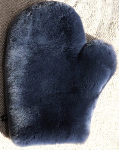 Pelz Handschuh Rex Wellness Fell Massage Streichel Chinchilla Touch Kanin Blau - Picture 2 of 5