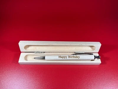 MARKENLOS Kugelschreiber Kuli aus Birken-Holz Gravur Wunsch Name, ETui Geburtstag Geschenk