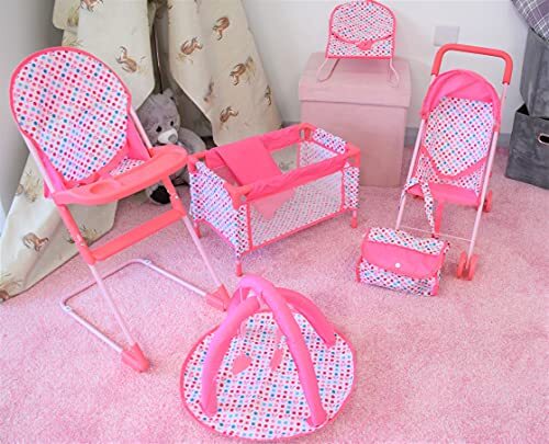 6 Pc Baby Doll Stroller Set - Baby Doll Accessories - Baby Doll Playset w/ Do...