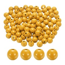 100pcs 16mm Orange Round Wood Beads 3.3mm Large Hole for Jewelry Making