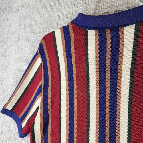 Paul Jones Knit POLO Shirt Mens Small Vintage Stripe Full Button Retro - Picture 7 of 10