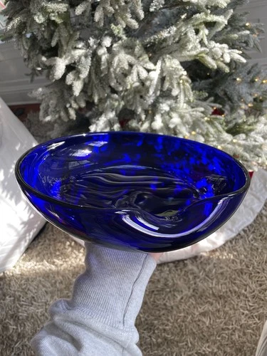 Elsa Peretti- Tiffany- Blue Cobalt Glass Thumbprint Dish