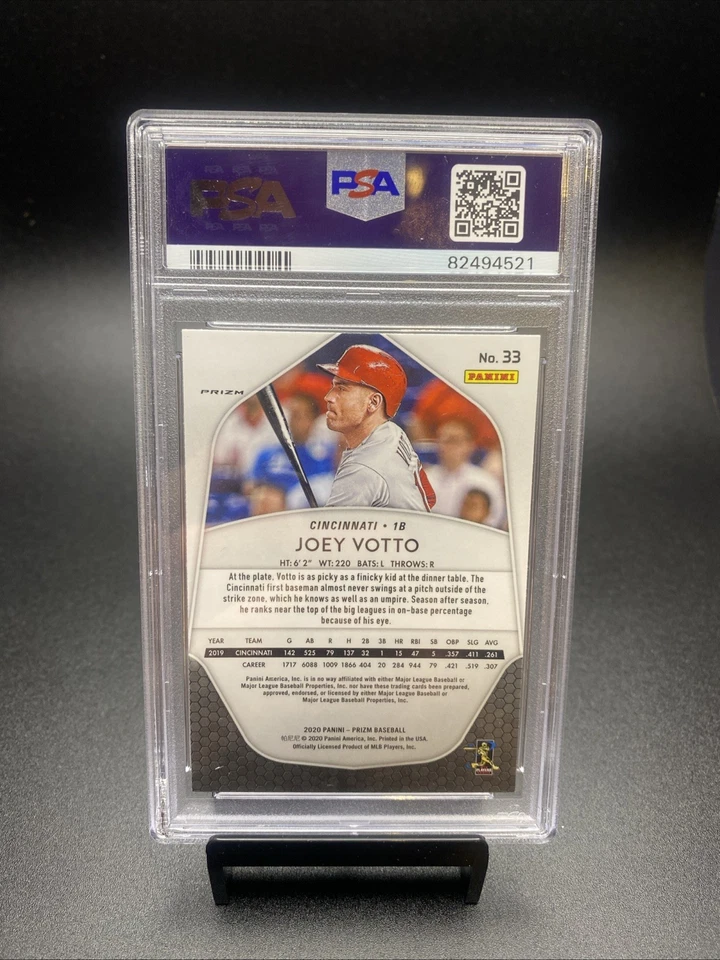 2020 Panini Prizm Joey Votto #33 Tiger Stripe PSA 10 - Pop 1! Ultra Rare! - Image 2 of 2