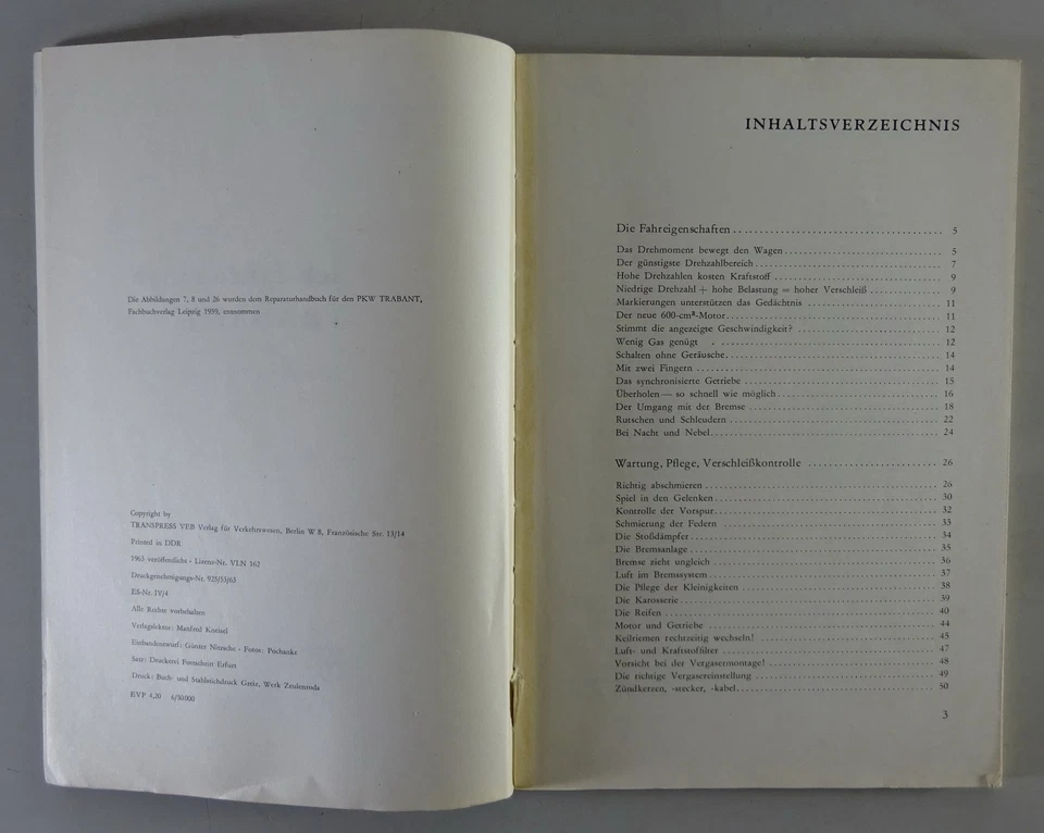 Reparaturanleitung Trabant 500 P 50/2 + Trabant 600 P 60 Limousine und Kombi ´63 - Bild 3 von 4