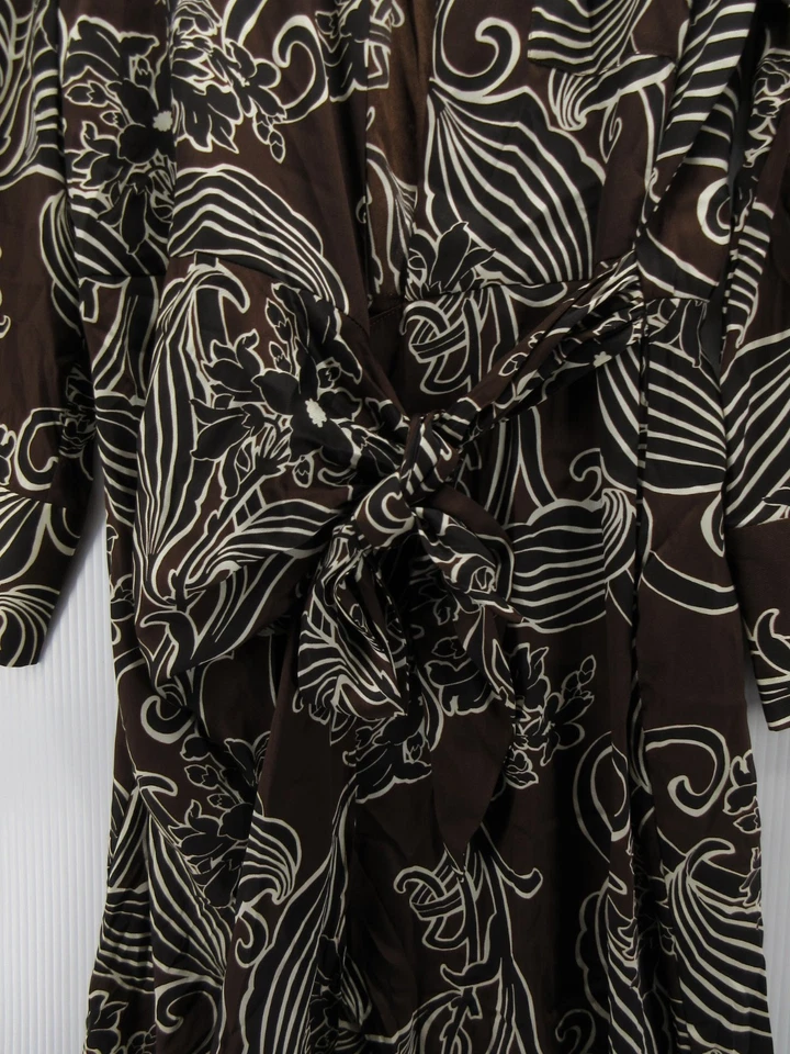 Zara Dress Women Medium Brown Wrap Midi Floral Belted Waist Tie Classic NEW - Image 4 of 4
