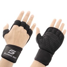 Neoprene Fingerless Workout Gloves for Men Women - Medium, Black