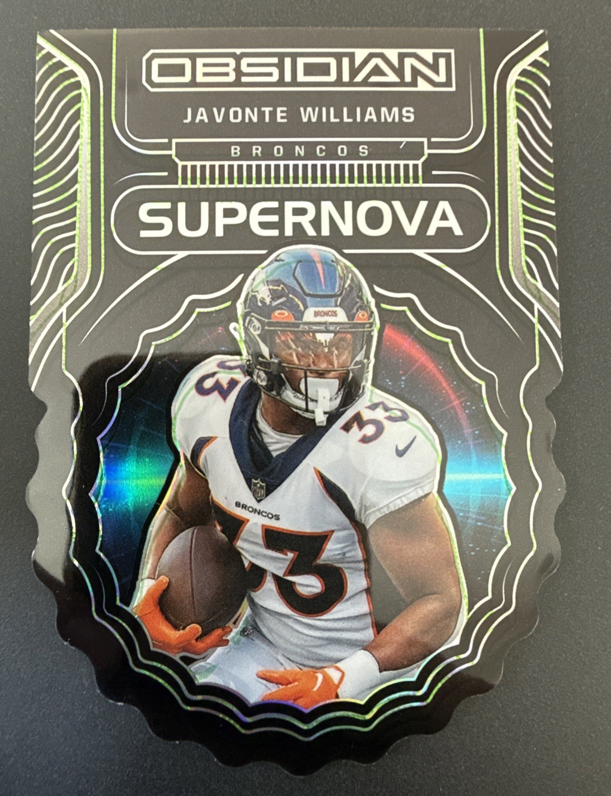 2022 Panini Obsidian Javonte Williams #SN-JWI Supernova Electric Etch Green 1/25