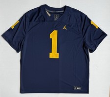 Nike Jordan NCAA Men's Michigan Wolverines 1 Football Jersey Dri-Fit Size XXL