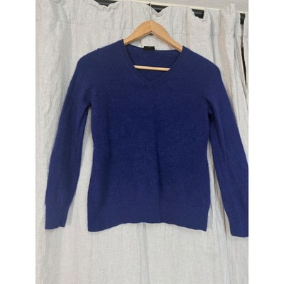 Talbots Petites Pure Cashmere V-Neck Sweater Royal Blue MP Medium Petite