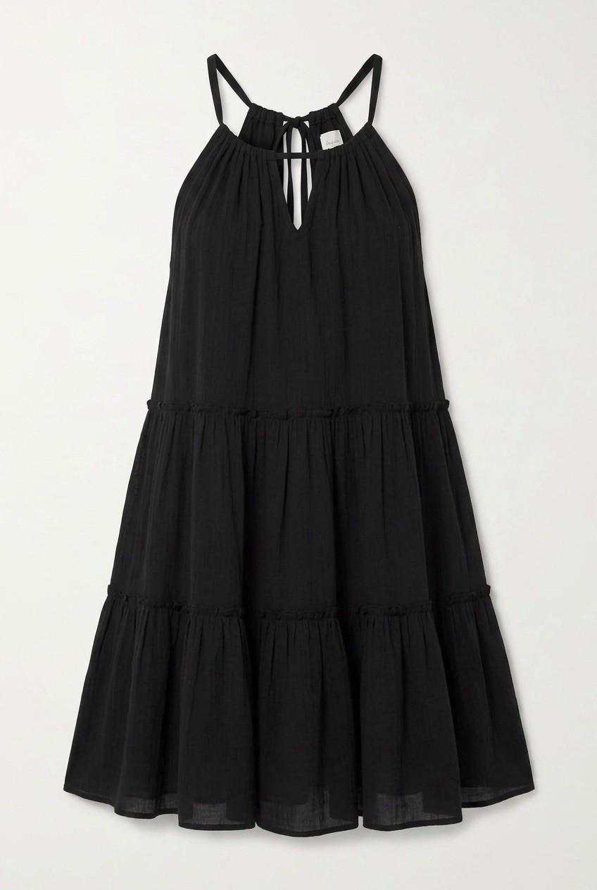Elan Dress Womens S Black Tent Maxi Tied Halter Neck Handkerchief Hem Casual