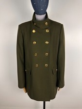 Zara Manteco Wool Coat Double Breasted Wool Green Jacket Size L