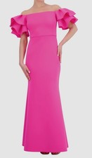 Eliza J Women's Pink Ruffled-Sleeve Off-the-Shoulder Mermaid Gown Dress Size 6